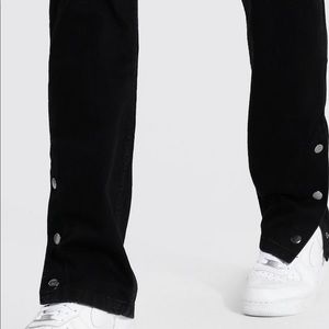 Mens Tall Straight Leg Button Hem Jeans
